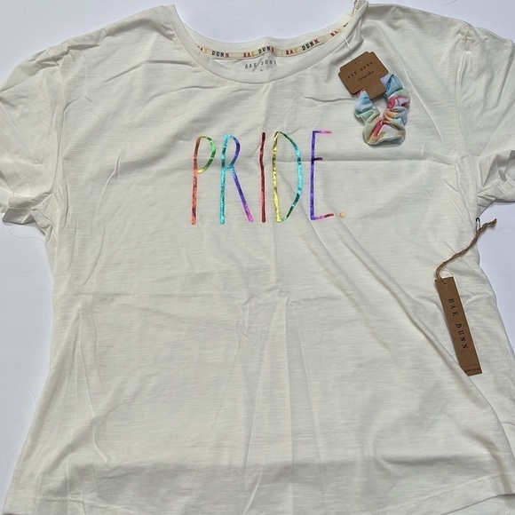 Rae Dunn Rainbow Pride Shirt with Tie Dye Scrunchie NWT Size XS - Picture 6 of 10